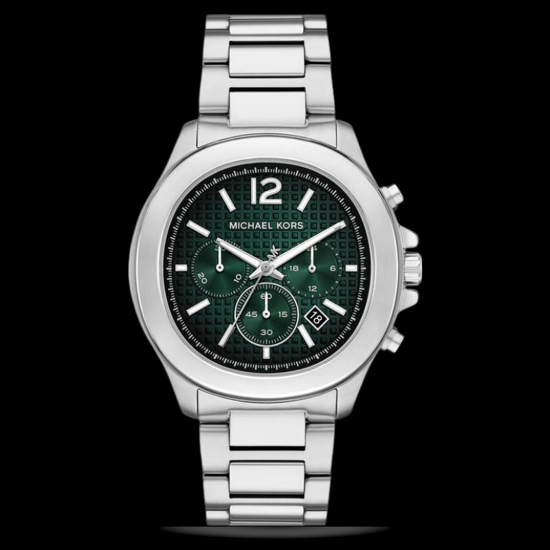 MICHAEL KORS MEN'S SAGE CHRONO STAINLESS STELL GREEN DIAL WATCH